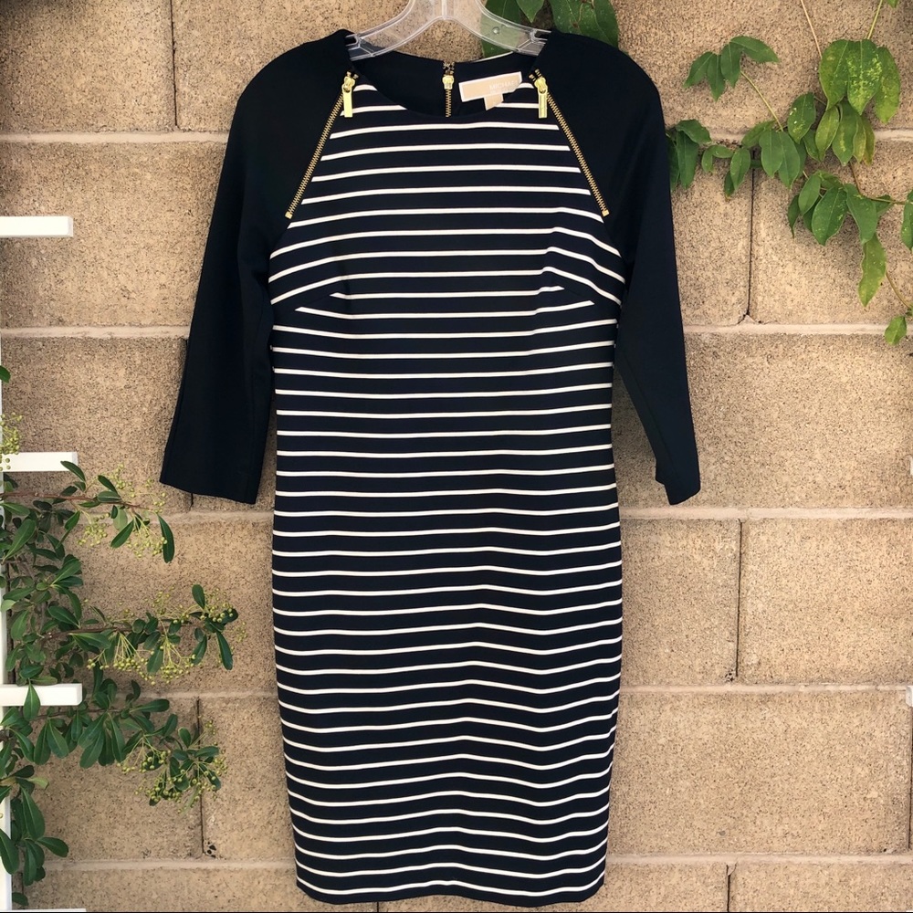 MICHAEL Michael Kors Striped Zipper Sheath Dress